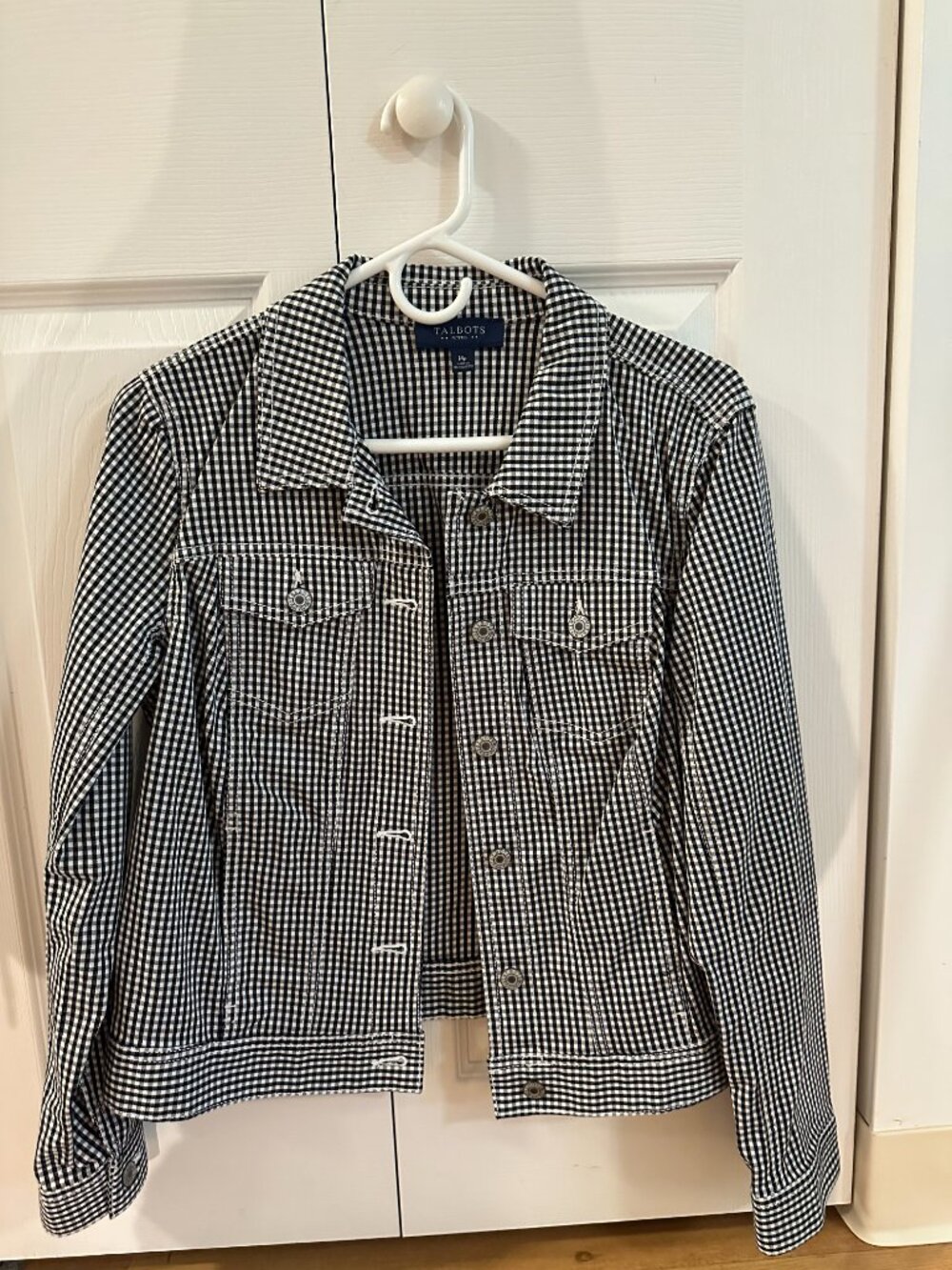 Talbots Medium Petite Black Checkered Jacket